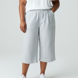 Abercrombie & Fitch Women’s Linen Wide Leg Striped Pants 3XL Coastal‎ Grandma